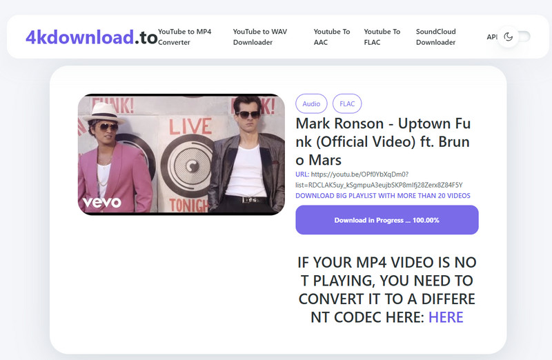 YouTube Video als FLAC mit 4kdownload herunterladen