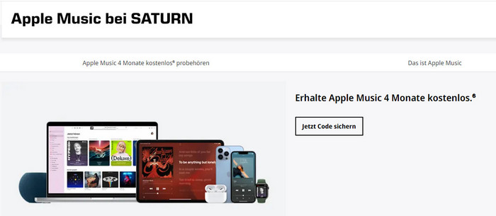 Apple Music 4 Monate gratis erhalten bei SATURN