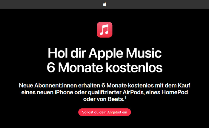 6 Monate Apple Music kostenlos testen beim Kauf neues Apple-Geräts