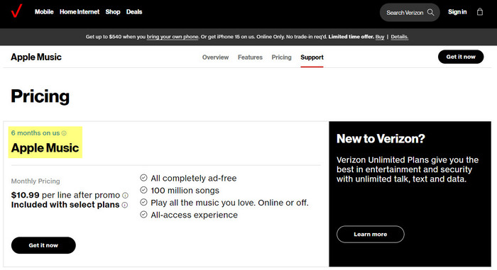 Apple Music kostenlos mit dem Verizon-Plan