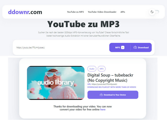 ddownr.com YouTube zu MP3