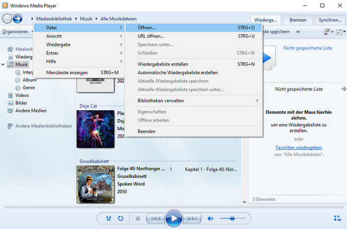 Musik zu WMP hinzufügen