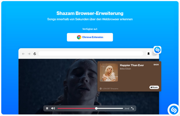 Musik erkennen mit Shazam Browser-Erweiterung