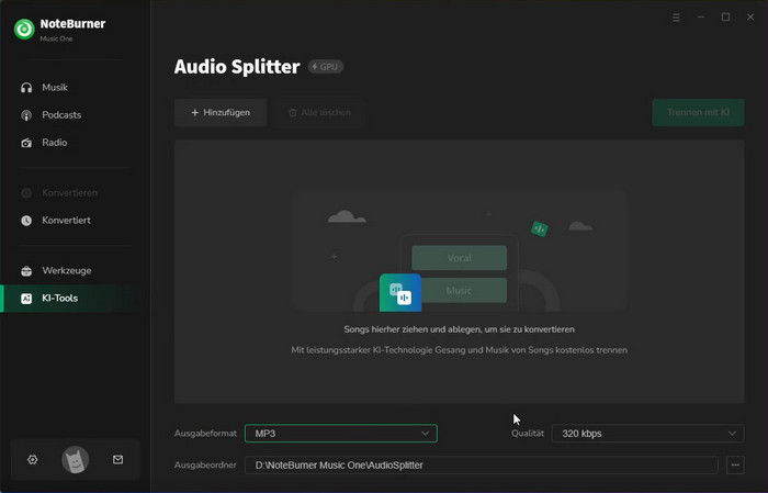 NoteBurner AI Audio Splitter