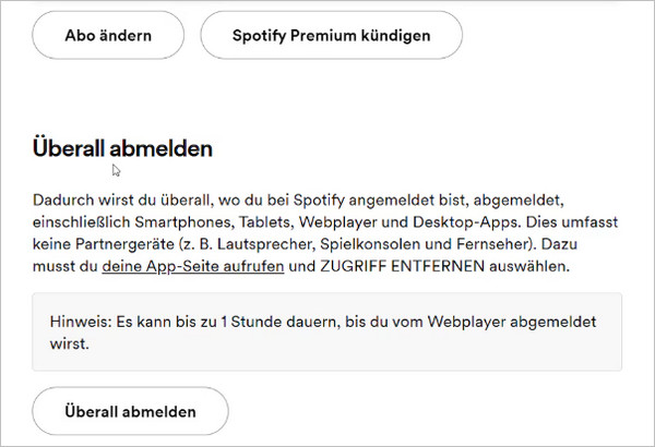 Spotify Konto abmelden