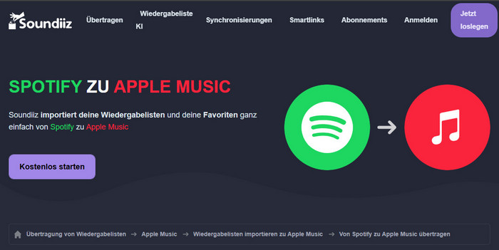 Spotify Playlist zu Apple Music mit Soundiiz