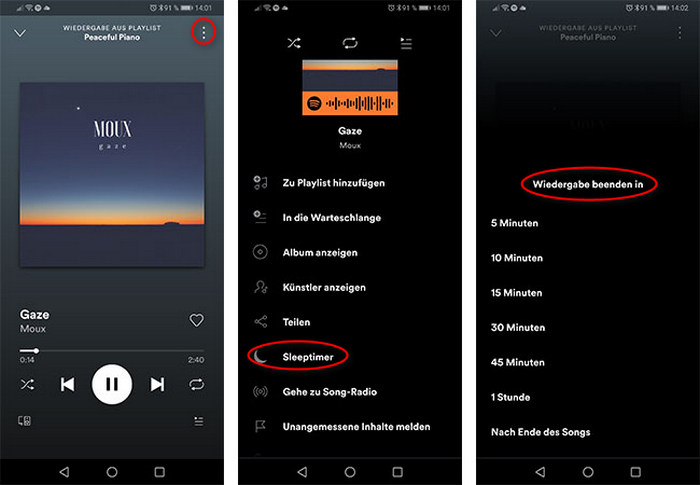 Spotify Sleeptimer Android einstellen