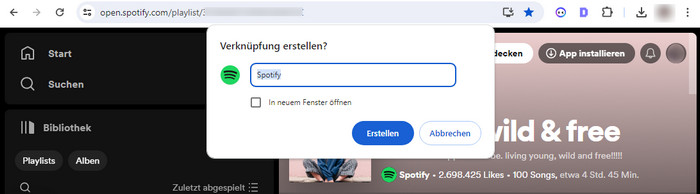 Spotify Verknüpfung erstellen