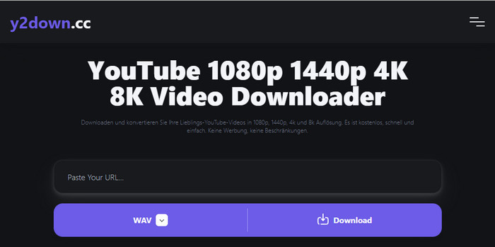 Y2DOWN.cc YouTube WAV Downloader