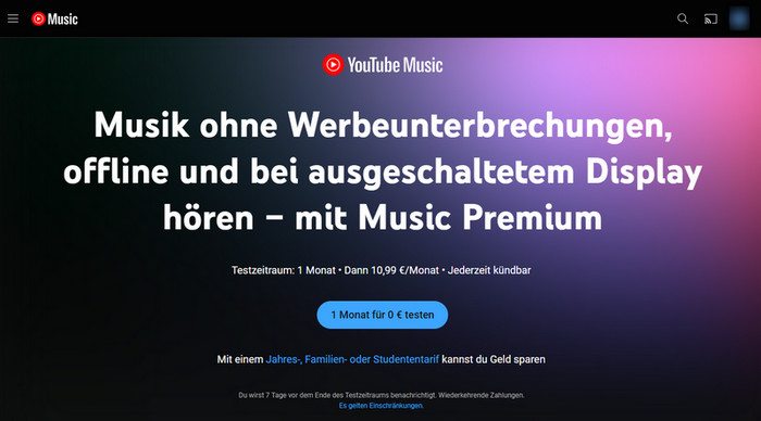 YouTube Music Premium kostenlos testen